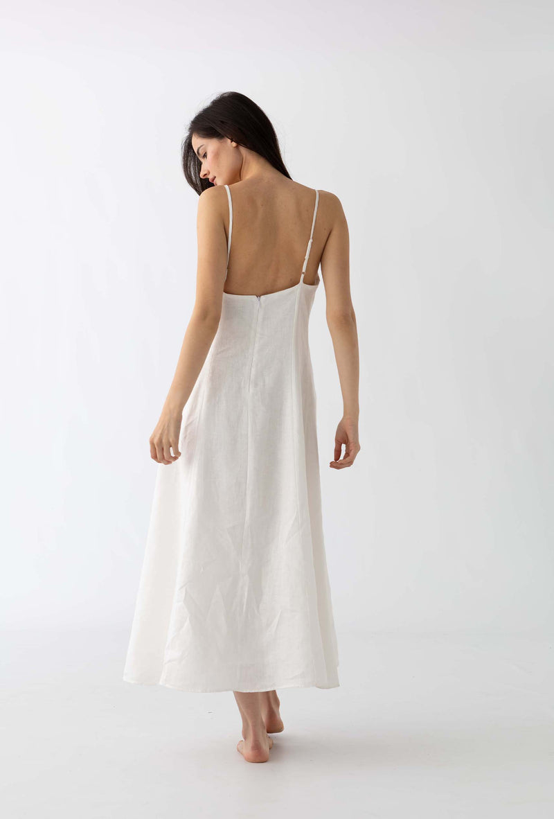 La robe en lin : blanche 