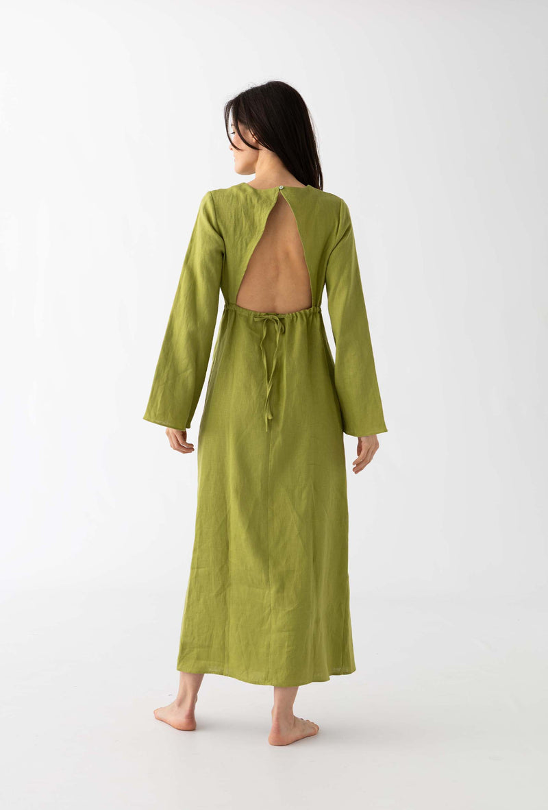 La Robe Maxi en Lin : Vert