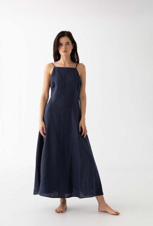 The Linen Dress: Navy