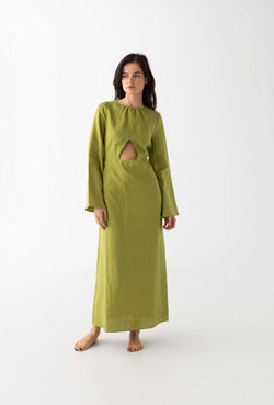 The Linen Maxi Dress: Green