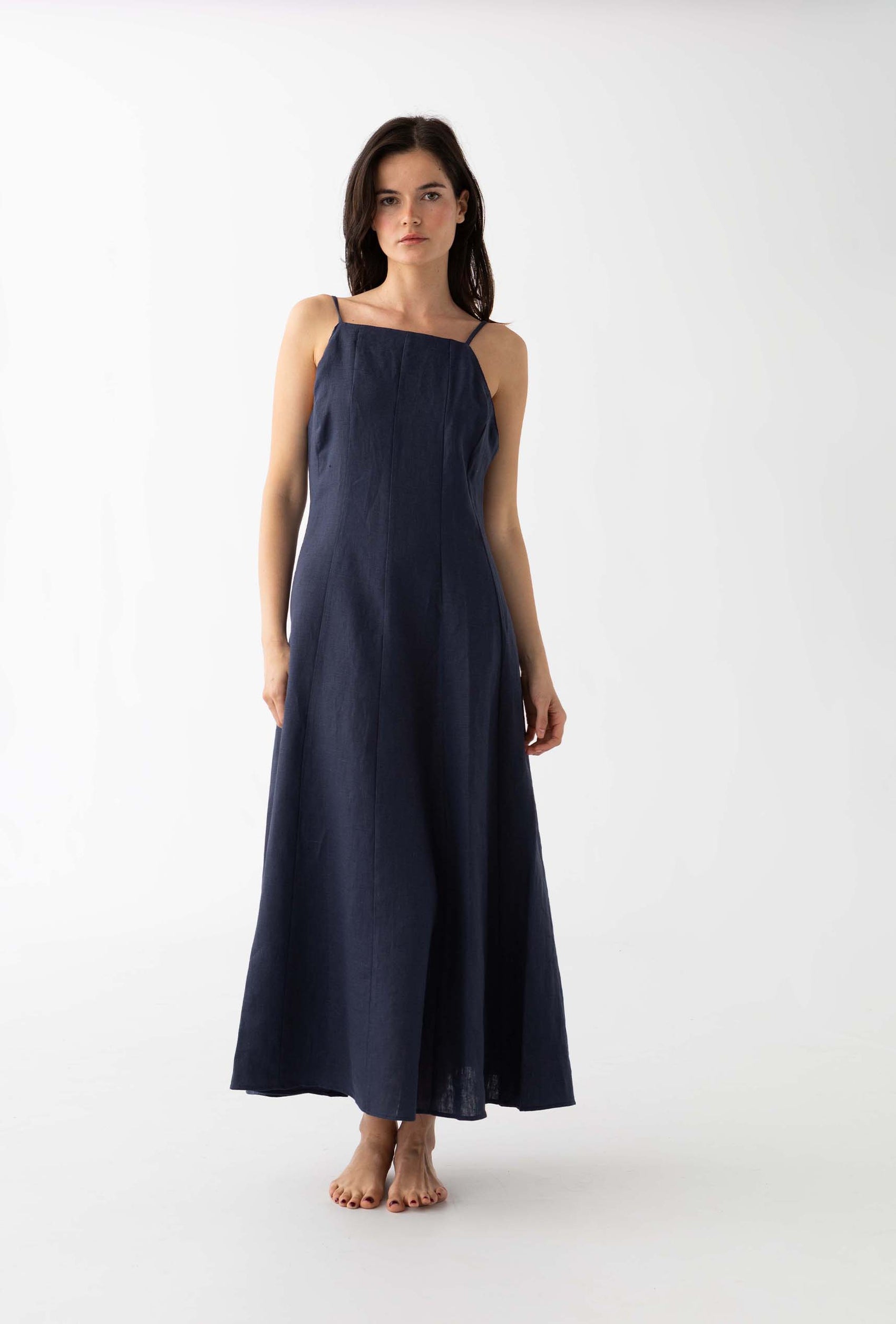 The Linen Dress: Navy