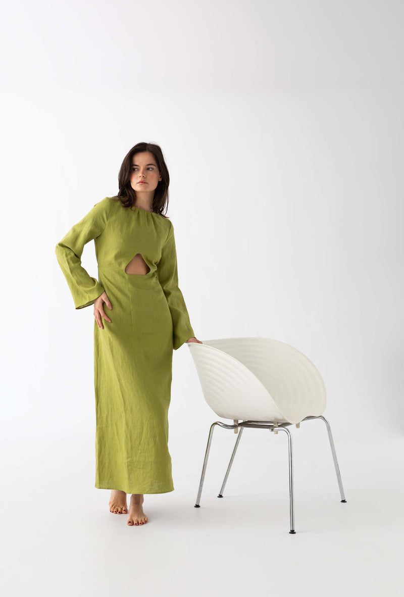 The Linen Maxi Dress: Green